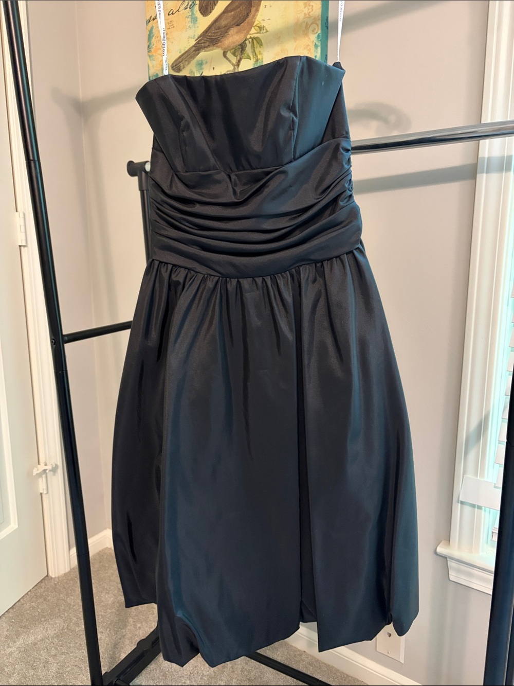 David's Bridal Strapless Black Cocktail Dress with Ruched Bodice